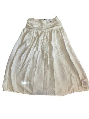 Topshop White A-Line Midi Skirt
